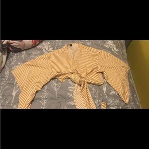 Yellow Striped Kimono Top